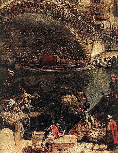 MARIESCHI, Michele The Rialto Bridge from the Riva del Vin oil painting picture